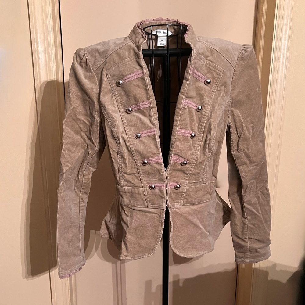 White House Black Market Corduroy Military Jacket with Tailored Silhouette Sz 10